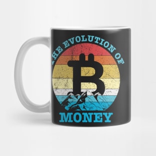 Bitcoin Crypto Retro Vintage Logo The Evolution of Money Cryptocurrency T-Shirt Mug